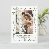 Funky Hand Getrokken Krabbel Retro Kerstfoto Feestdagenkaart (Staand voorkant)