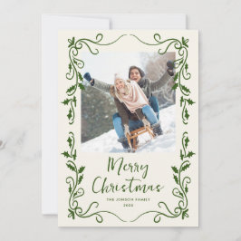 Funky Hand Getrokken Krabbel Retro Kerstfoto Feestdagenkaart