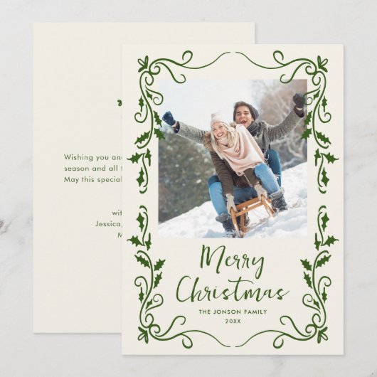 Funky Hand Getrokken Krabbel Retro Kerstfoto Feestdagenkaart (Voorkant / Achterkant)