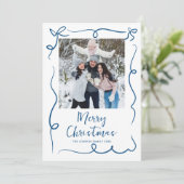 Funky Hand Getrokken Krabbel Retro Kerstfoto Feestdagenkaart (Staand voorkant)