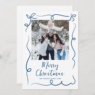 Funky Hand Getrokken Krabbel Retro Kerstfoto Feestdagenkaart