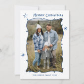 Funky Hand Getrokken Krabbel Retro Kerstmis 2 Foto Feestdagenkaart (Voorkant)