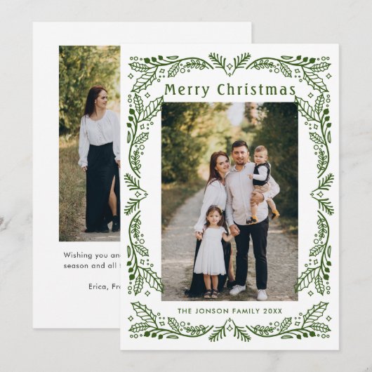 Funky Hand Getrokken Krabbel Retro Kerstmis 2 Foto Feestdagenkaart (Voorkant / Achterkant)