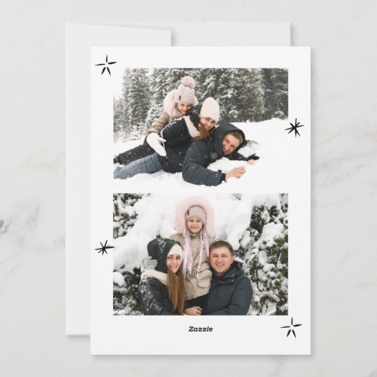 Funky Hand Getrokken Krabbel Retro Kerstmis 3 Foto Feestdagenkaart (Achterkant)