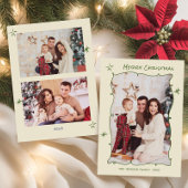 Funky Hand Getrokken Krabbel Retro Kerstmis 3 Foto Feestdagenkaart