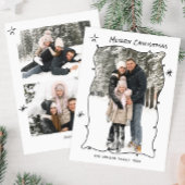 Funky Hand Getrokken Krabbel Retro Kerstmis 3 Foto Feestdagenkaart