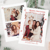 Funky Hand Getrokken Krabbel Retro Kerstmis 3 Foto Feestdagenkaart