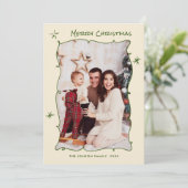 Funky Hand Getrokken Krabbel Retro Kerstmis 3 Foto Feestdagenkaart (Staand voorkant)