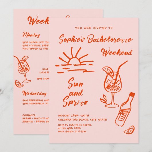 Funky Hand getrokken krabbel retro vrijgezellenfee Kaart (Voorkant / Achterkant)