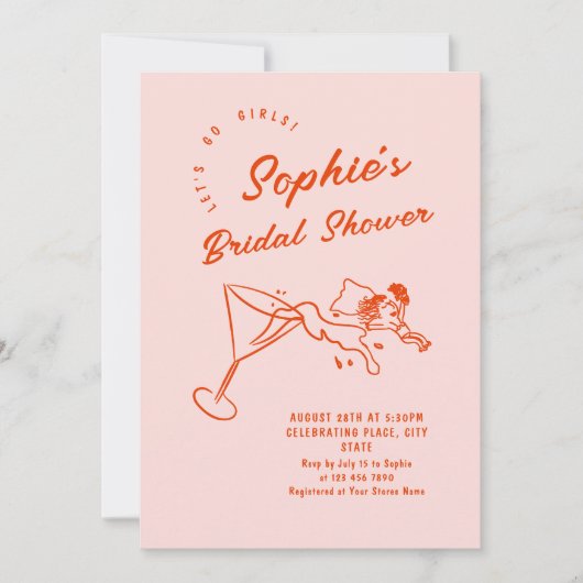 Funky Hand getrokken krabbel retro Vrijgezellenfee Kaart (Voorkant)