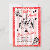 Funky Hand getrokken Pizza Engagement Party Kaart (Voorkant)