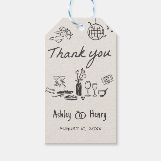 Funky Hand Getrokken Trouwcadeau Labels Cadeaulabel (Voorkant)