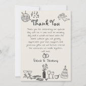 Funky Hand Getrokken Trouwen Dank u kaart (Voorkant)