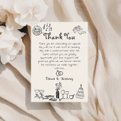 Funky Hand Getrokken Trouwen Dank u kaart