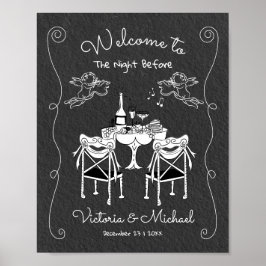 Funky Hand getrokken Welkom Repetitie Diner cherub Poster