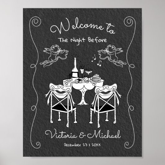 Funky Hand getrokken Welkom Repetitie Diner cherub Poster (Voorkant)