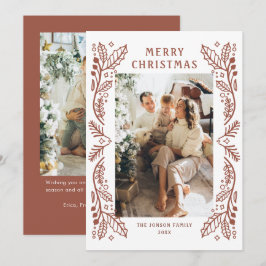 Funky Hand Getrokken Whimsical Retro Christmas 2 F Feestdagenkaart