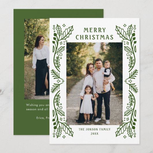 Funky Hand Getrokken Whimsical Retro Christmas 2 F Feestdagenkaart (Voorkant / Achterkant)