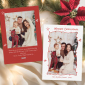 Funky Hand Getrokken Whimsical Retro Christmas 2 F Feestdagenkaart