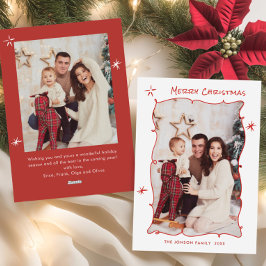 Funky Hand Getrokken Whimsical Retro Christmas 2 F Feestdagenkaart