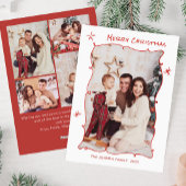 Funky Hand Getrokken Whimsical Retro Christmas 5 F Feestdagenkaart