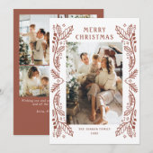 Funky Hand Getrokken Whimsical Retro Christmas 5 F Feestdagenkaart (Voorkant / Achterkant)