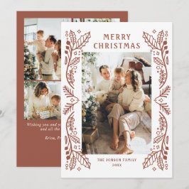 Funky Hand Getrokken Whimsical Retro Christmas 5 F Feestdagenkaart