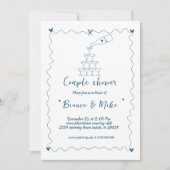 Funky handgeschreven champagne toren paar douche i kaart (Voorkant)