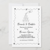 Funky handgeschreven Champagne Tower Vrijgezellenf Kaart (Voorkant)