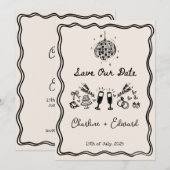 Funky Handgeschreven Wavy Border Disco Sla de datu Kaart (Voorkant / Achterkant)