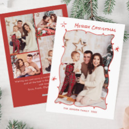 Funky handgetekende willekeurige retro kerst 5 fot feestdagenkaart