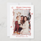 Funky handgetekende willekeurige retro kerst 5 fot feestdagenkaart (Voorkant)