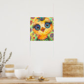 Funky Happy Baby Chicken Boerderij Animal Nursery  Poster (Keuken)