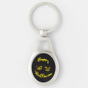 Funky Happy Halloween-tekst met pompoen gezicht Sleutelhanger