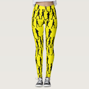 Funky hardlopende joggende mensen silhouetten Legg Leggings