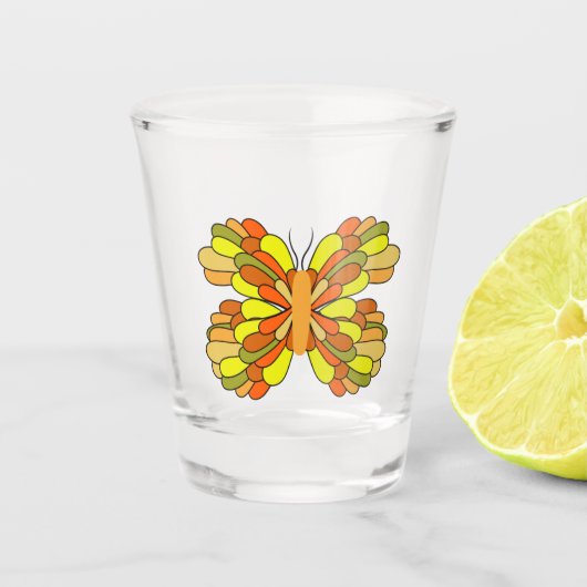 Funky Harvest Butterfly Shot glass Shot Glas (Voorkant)