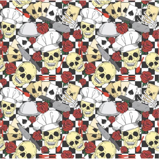 Funky Head Chef Skulls die Chef Petten dragen Sticker (Voorkant)