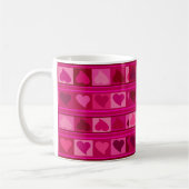 Funky Hearts and Squares Mozaic | fuschia roze Koffiemok (Links)