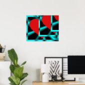 Funky Hearts Poster (Thuiskantoor)