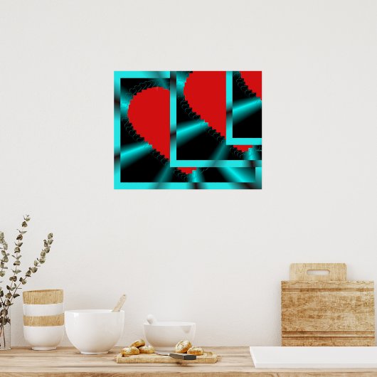 Funky Hearts Poster (Keuken)