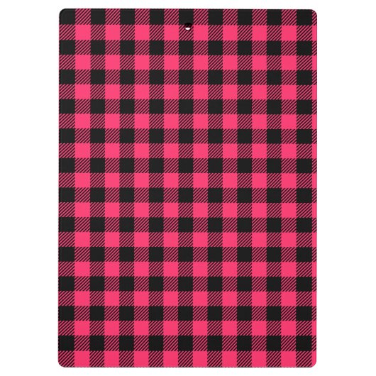 Funky Heet Roze En Zwart Buffel Geruit Patroon Klembord (Achterkant)