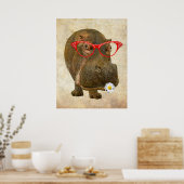 Funky Hippopotamus Poster! Poster (Keuken)