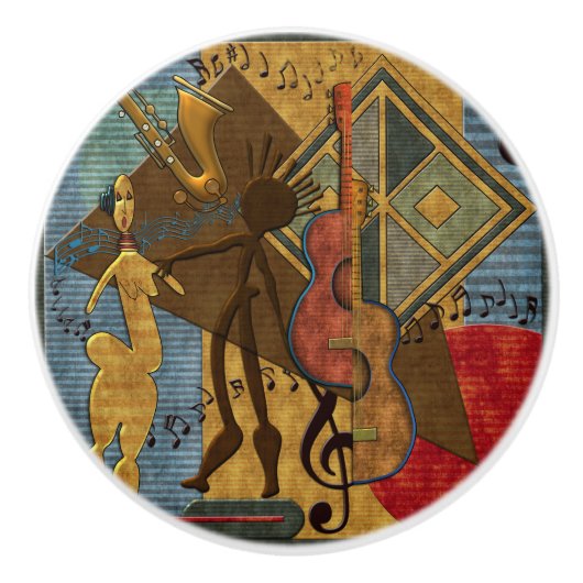 Funky Hot Jazz Keramische Knop (Voorkant)