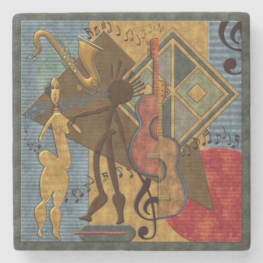 Funky Hot Jazz Marble Stenen Onderzetter (Voorkant)