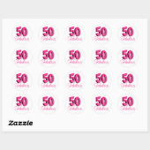 Funky Hot Pink 50 en Fabulous Verjaardag Ronde Sticker (Vel)