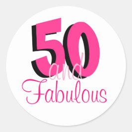 Funky Hot Pink 50 en Fabulous Verjaardag Ronde Sticker