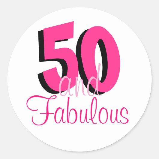 Funky Hot Pink 50 en Fabulous Verjaardag Ronde Sticker (Voorkant)