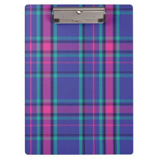 Funky Hot Pink en Paars Pset Tartan iPad Air C Klembord (Voorkant)