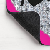 Funky Hot Pink Faux Diamond I Love Bling Heart Muismat (Hoek)