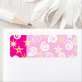 Funky Hot Pink Oranje Stars Swirls Fun Pattern Etiket (Insitu)